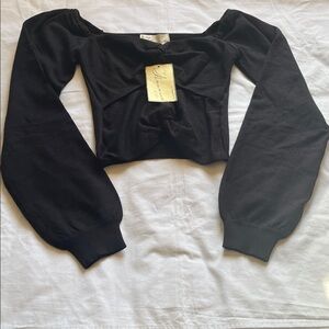 Vintage Havana Women’s Black Long Sleeve Cropped Top Knots/Cut Outs Medium.